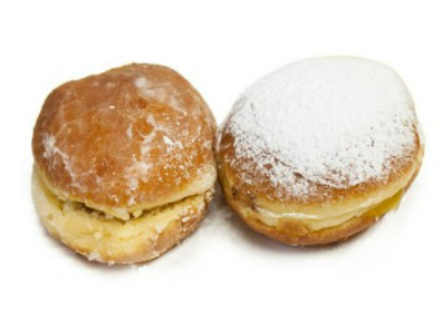 JELLY FILLED
You know this one, this is for those who like it messy. A choice of Raspberry or Lemon jelly and covered with a light glazed or powdered sugar, this is great for when you're looking for that punch of fruit flavor.